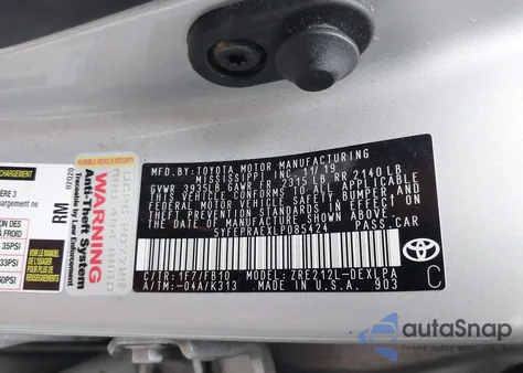 2020 Toyota Corolla Le from USA, damaged, VIN 5YFEPRAEXLP085424